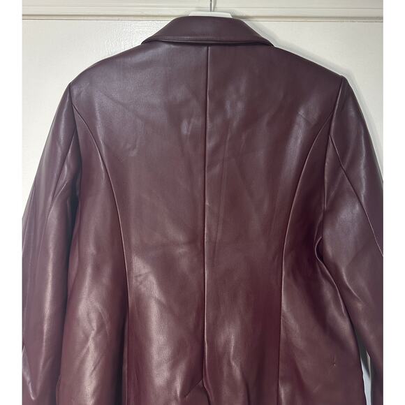 Women’s Plum Faux Leather Blazer Jacket - Picture 12 of 16